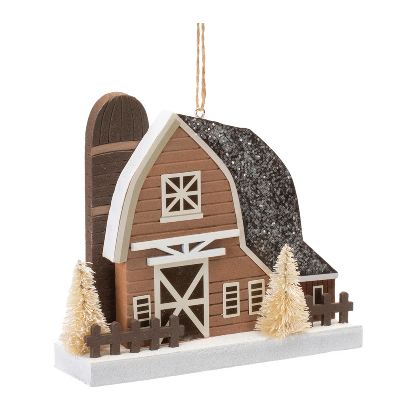 Glittered Barn Ornament (Set of 6) -Ship Only