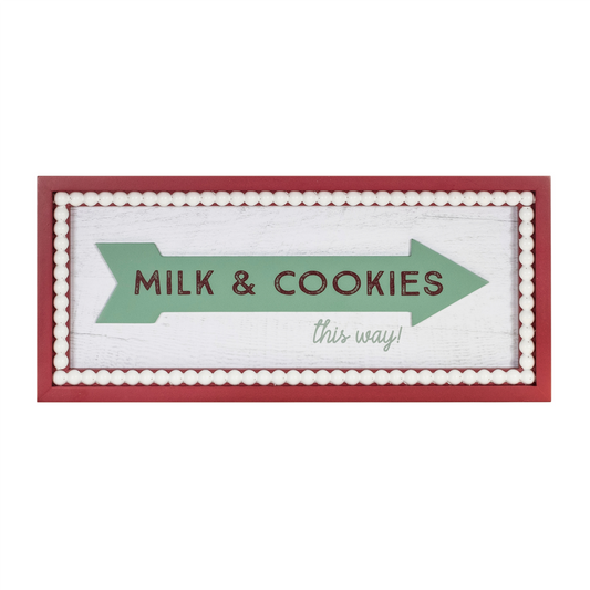 Framed Milk and Cookies Wall Sign 19.5"L -Ship Only