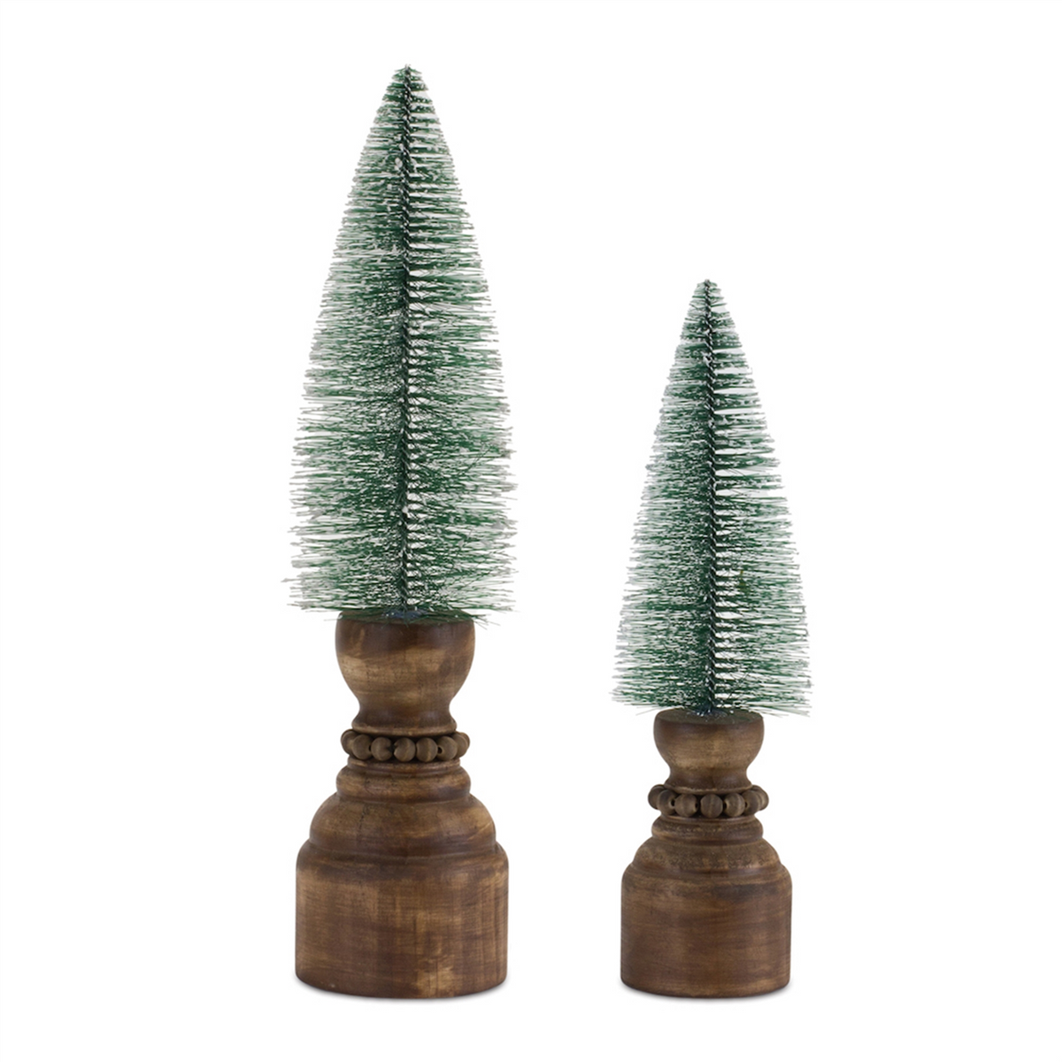 Mini Bottle Brush Tree on Pedestal (Set of 2) -Ship Only