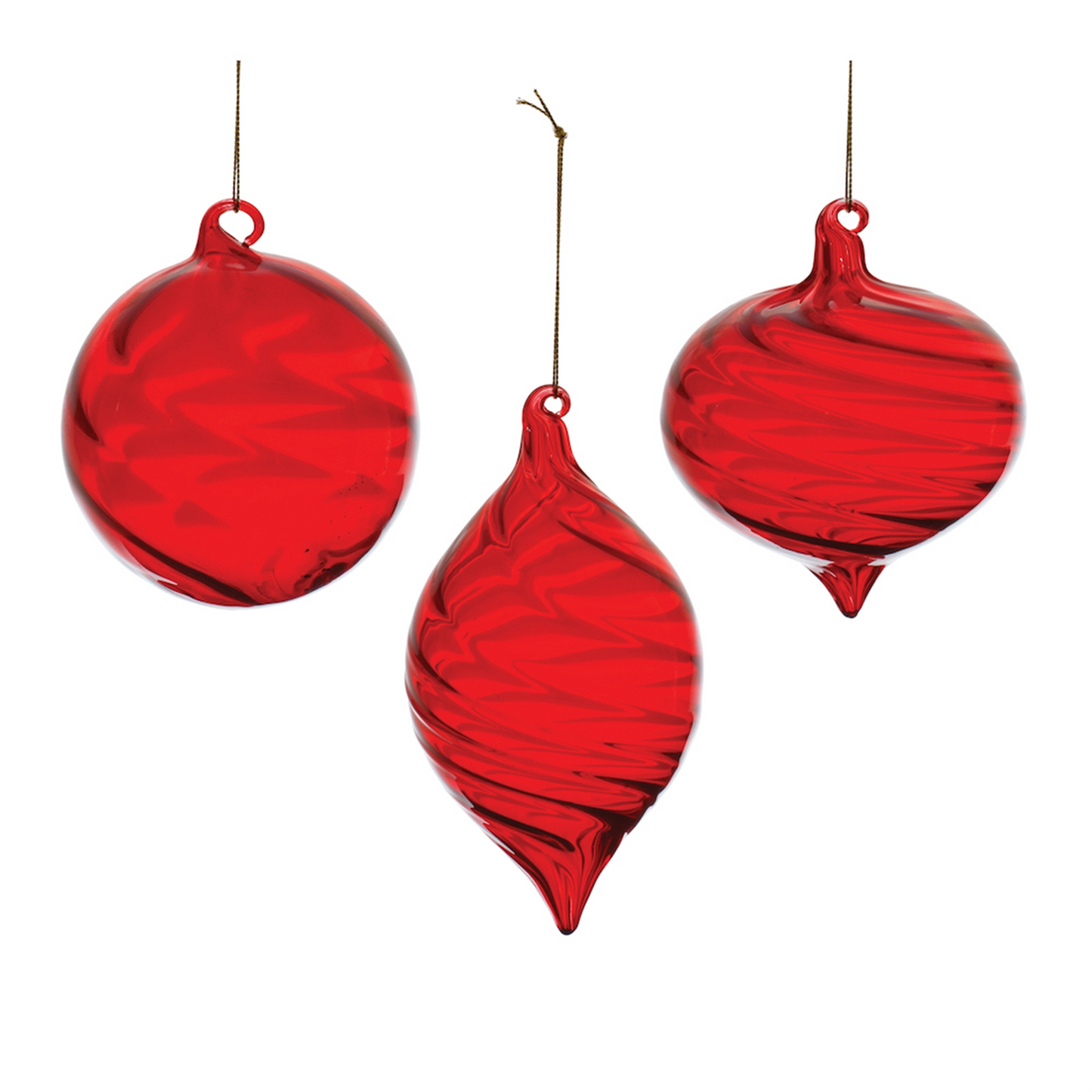 Red Swirl Glass Ornament (Set of 6) -Ship Only