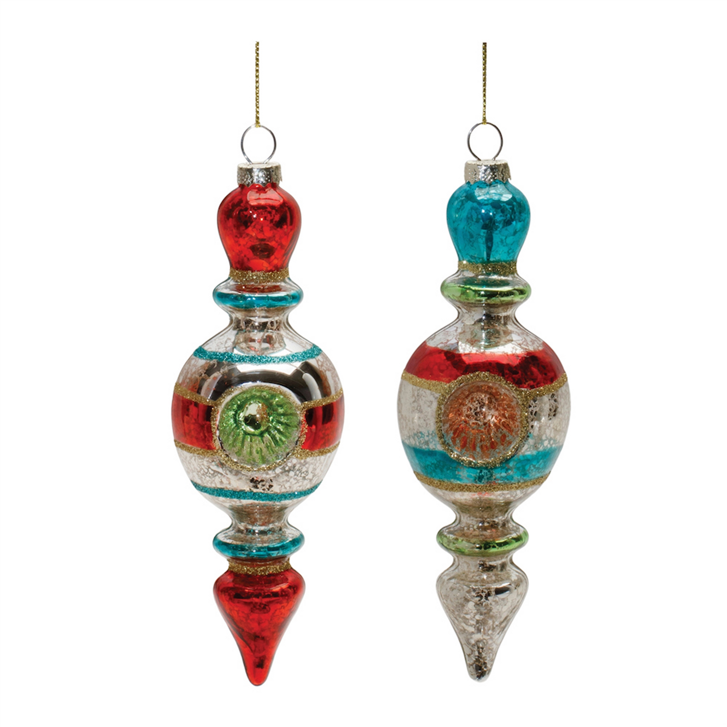 Reflector Drop Ornament (Set of 12) 6.75”H Glass -Ship Only