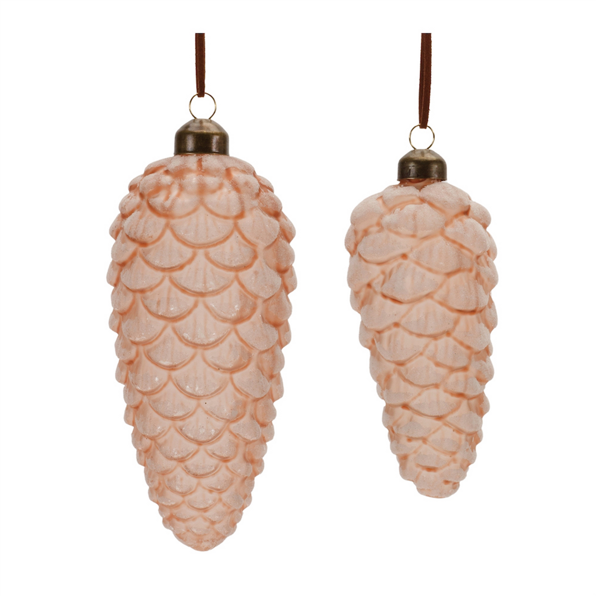 Pine Cone Ornament (Set of 6) 5.5"H, 7"H Glass -Ship Only