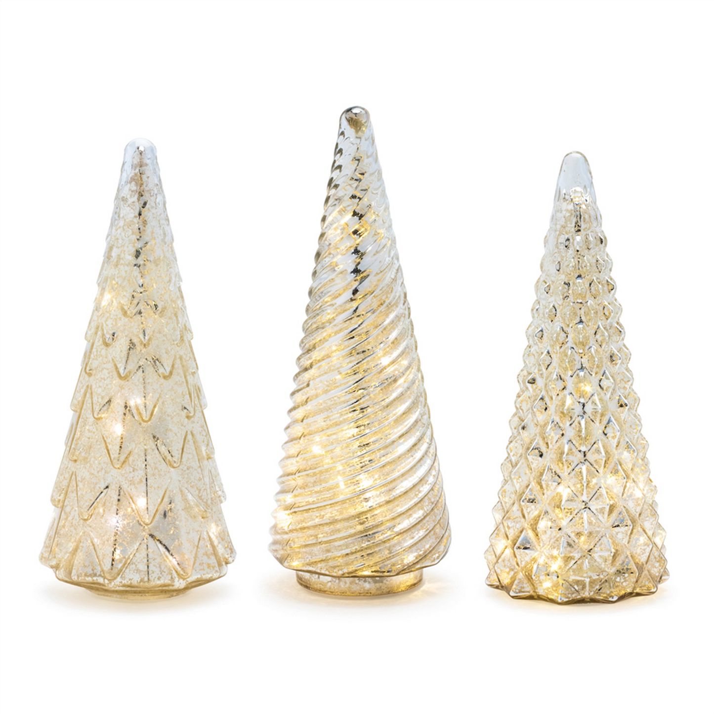 LED Textured Mercury Glass Tree (Set of 3) -Ship Only