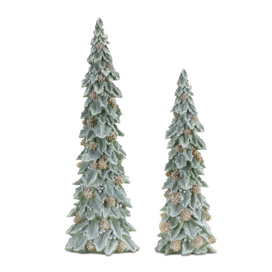 Glittered Holly Pinecone Tree (Set of 2) -Ship Only