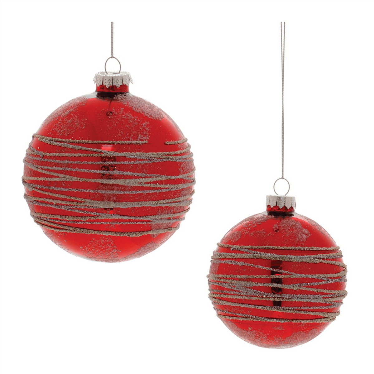 Ball Ornament (Set of 6) 3"D, 4"D Glass -Ship Only
