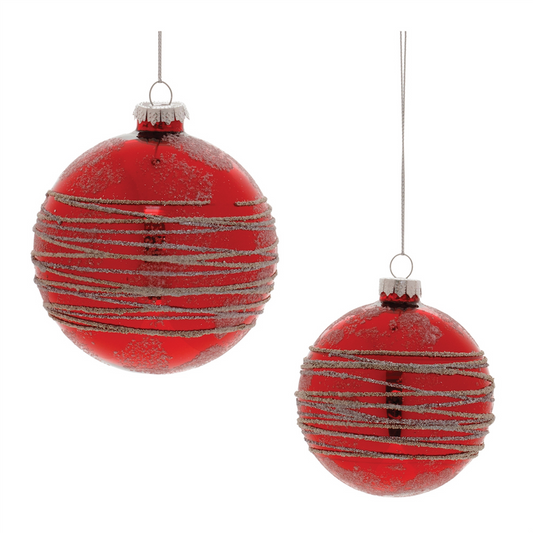 Ball Ornament (Set of 6) 3"D, 4"D Glass -Ship Only