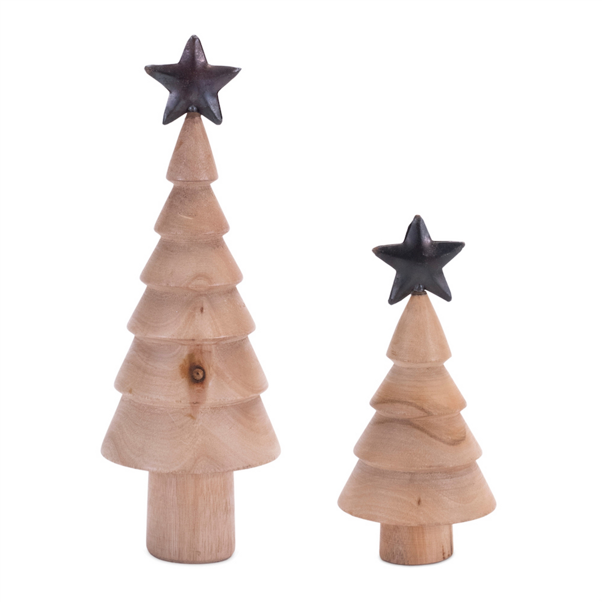 Natural Wood Tree with Metal Star (Set of 2) -Ship Only