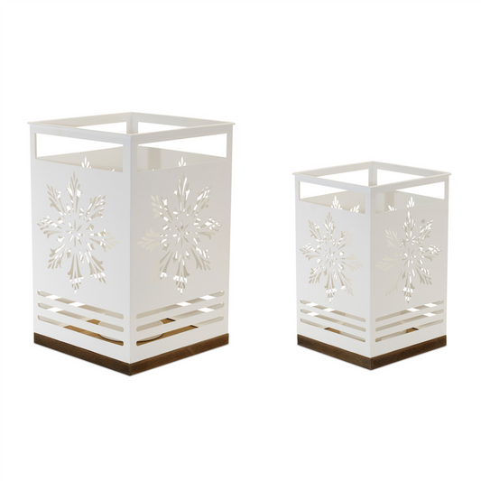 Snowflake Candle Holder (Set of 2) 9"H, 12"H Iron/MDF -Ship Only