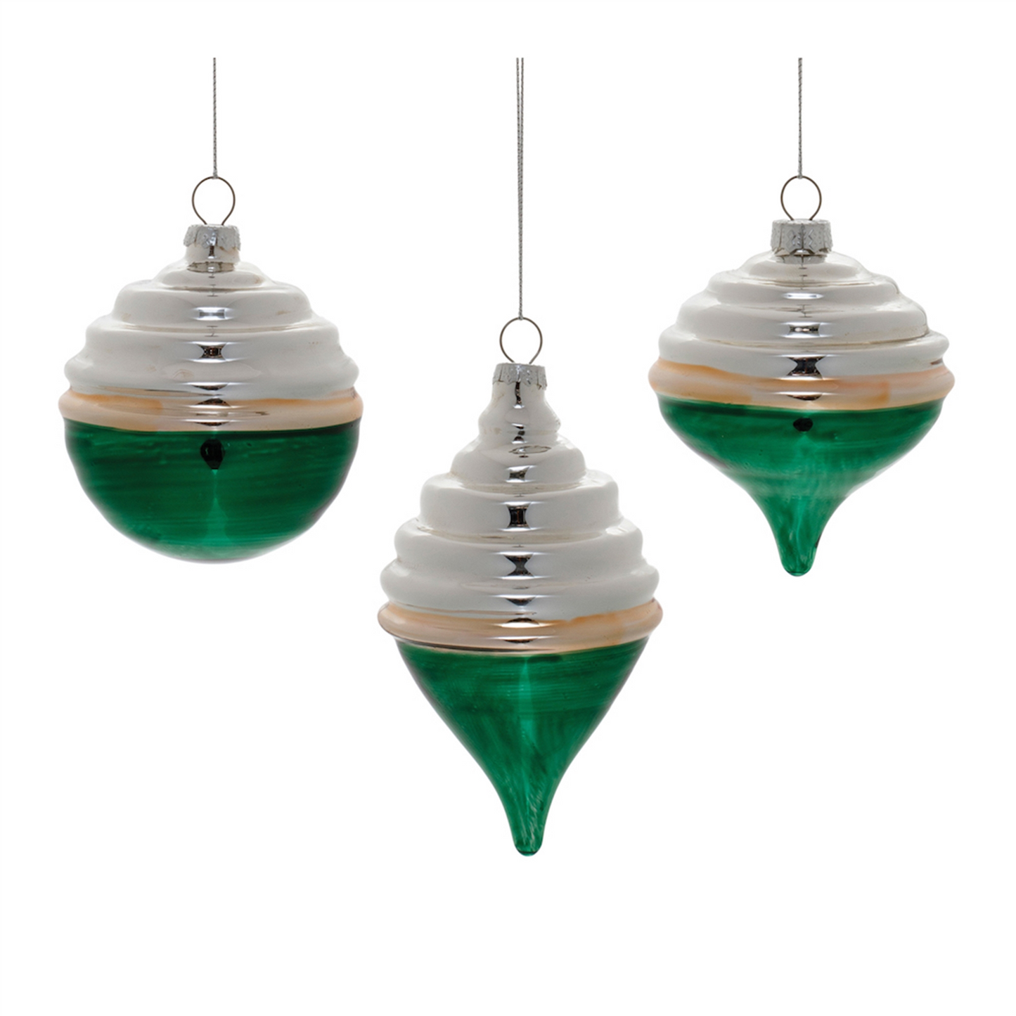 Two-Tone Tiered Glass Ornament (Set of 12) -Ship Only