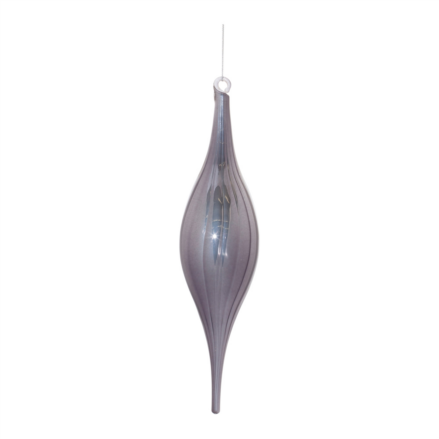 Grey Ribbed Glass Drop Ornament (Set of 6) -Ship Only