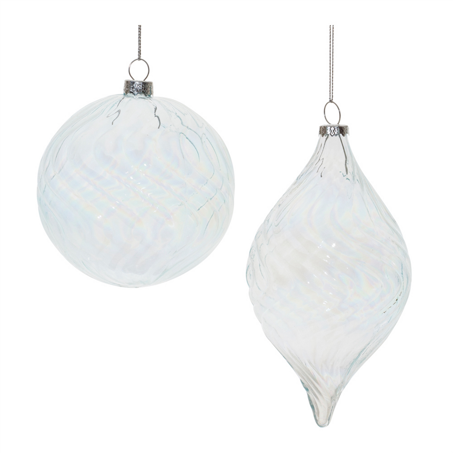 Clear Wavy Glass Ornament (Set of 6) -Ship Only