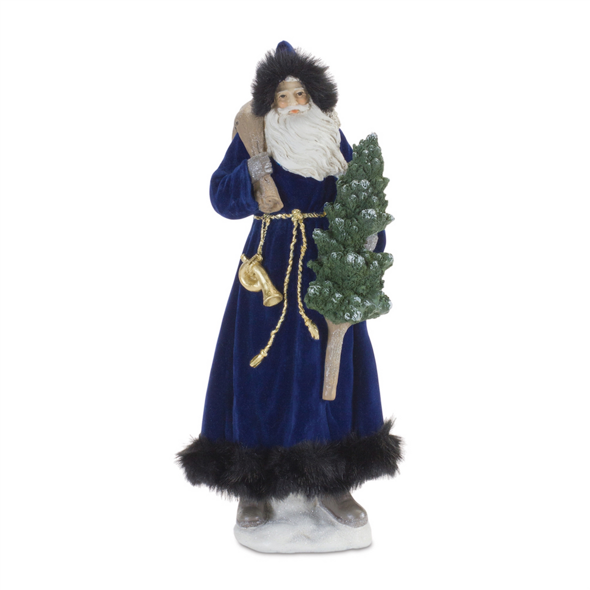 Hooded Santa with Frosted Pine Tree (Set of 2) -Ship Only
