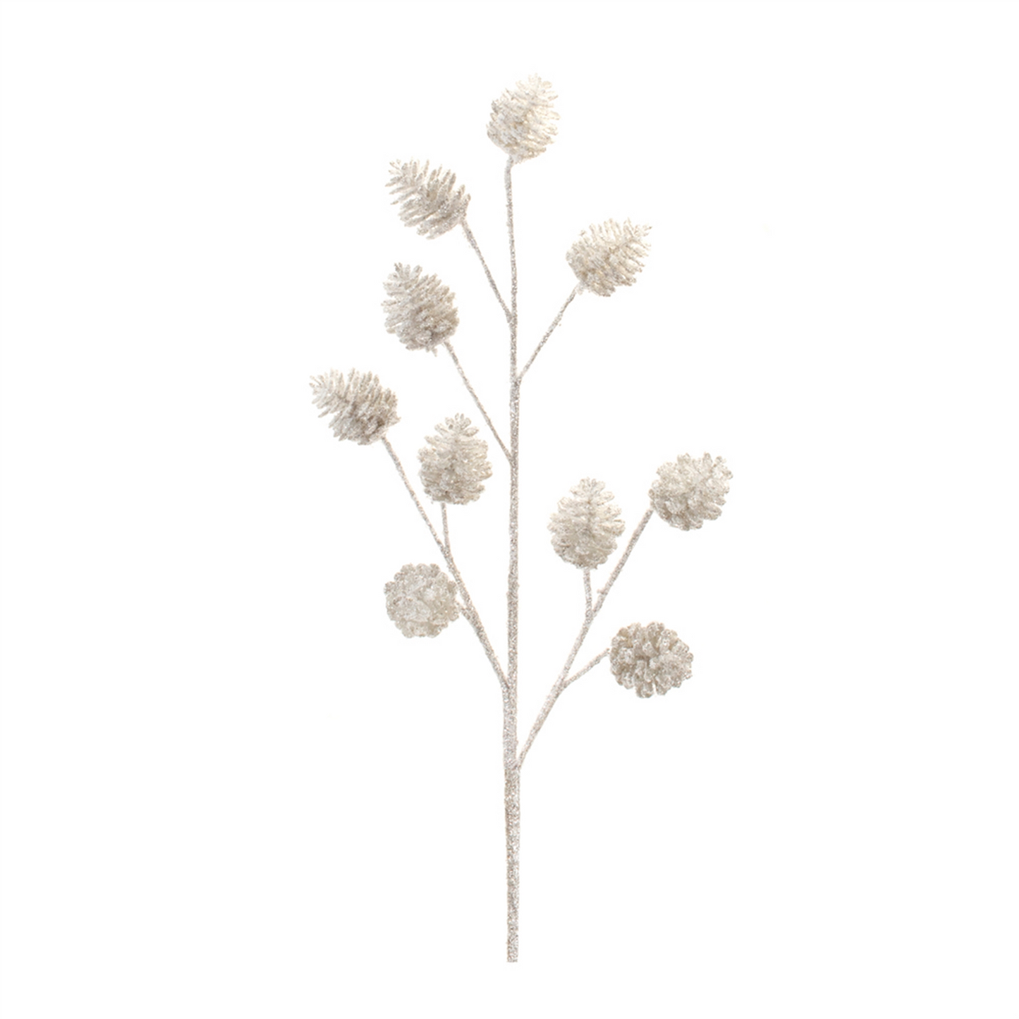 Glittered Silver Pinecone Spray (Set of 6) -Ship Only