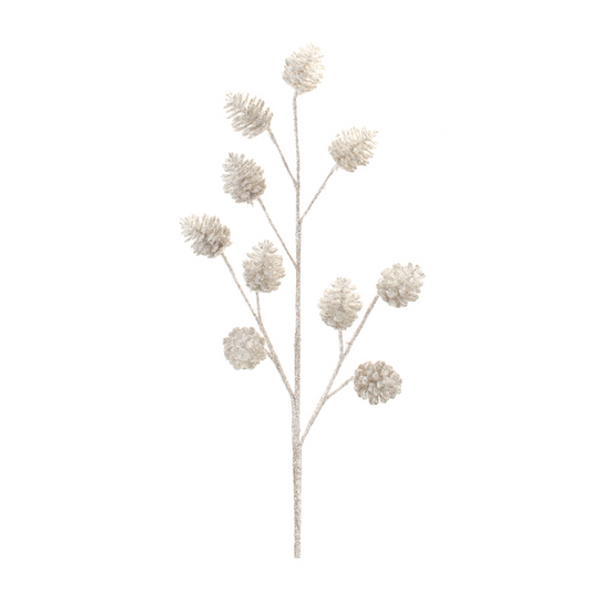 Glittered Silver Pinecone Spray (Set of 6) -Ship Only