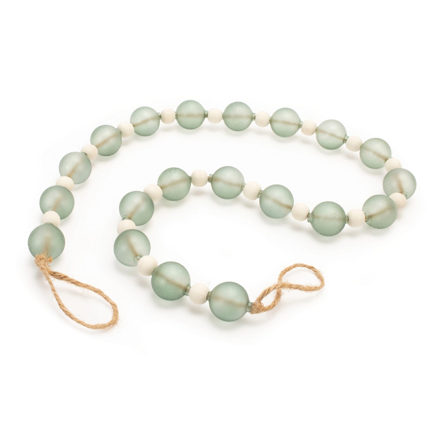 Green Glass and Wood Bead Garland (Set of 2) -Ship Only