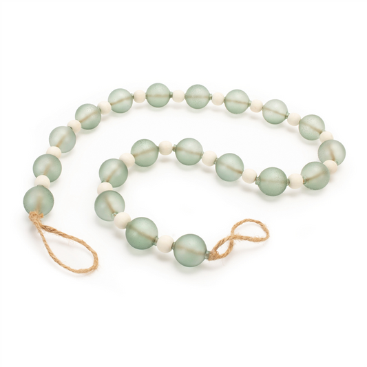 Green Glass and Wood Bead Garland (Set of 2) -Ship Only