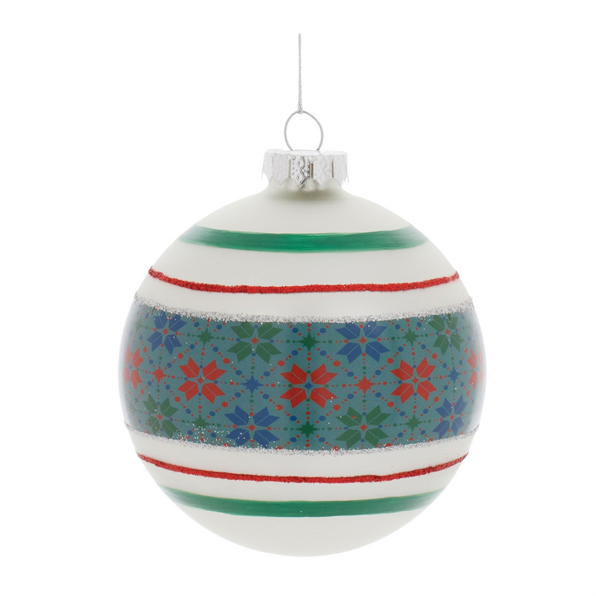 Stripe Patterened Glass Ball Ornament (Set of 6) -Ship Only