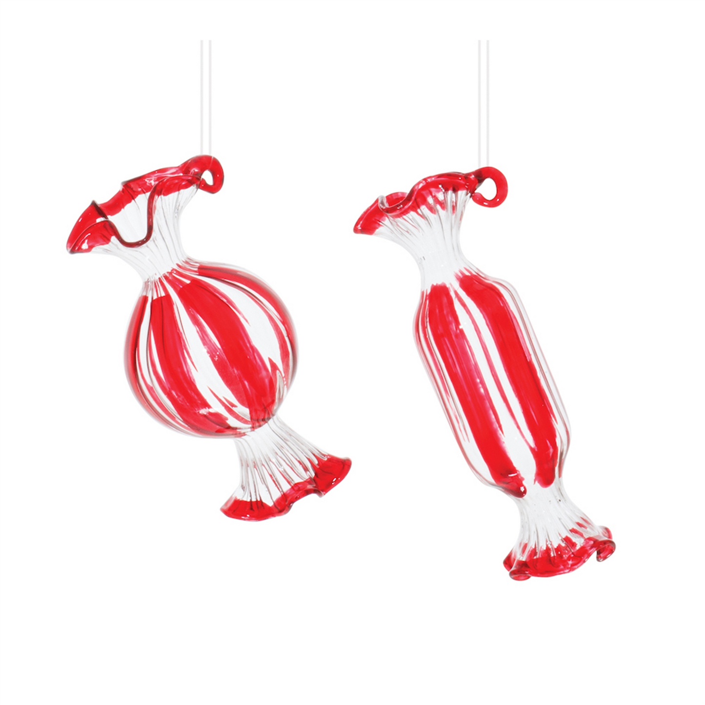 Glass Peppermint Candy Ornament (Set of 12) -Ship Only