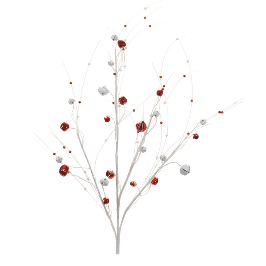 Glittered Sleigh Bell Berry Twig Spray (Set of 2) -Ship Only