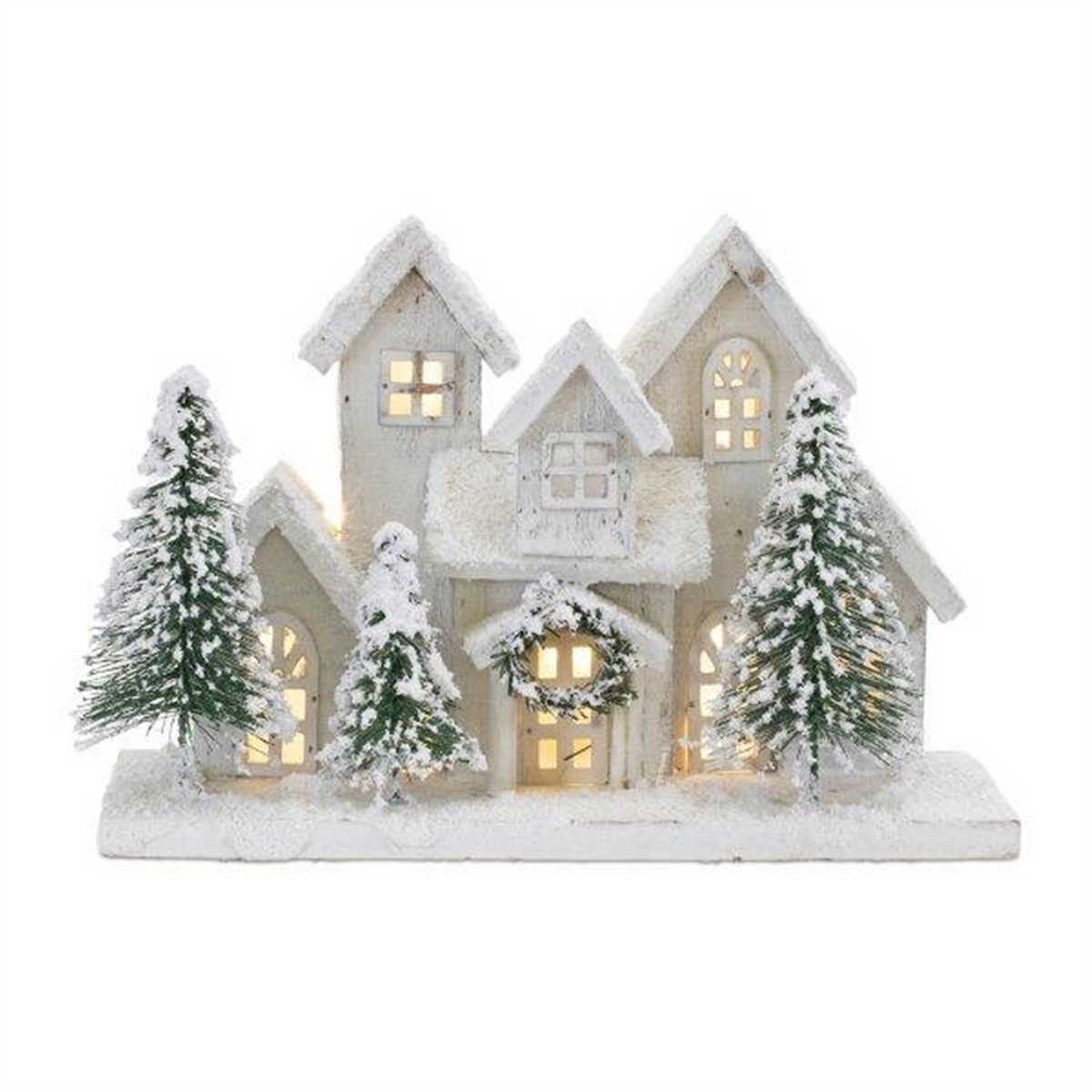LED Flocked Holiday Village Display 12.5"L -Ship Only
