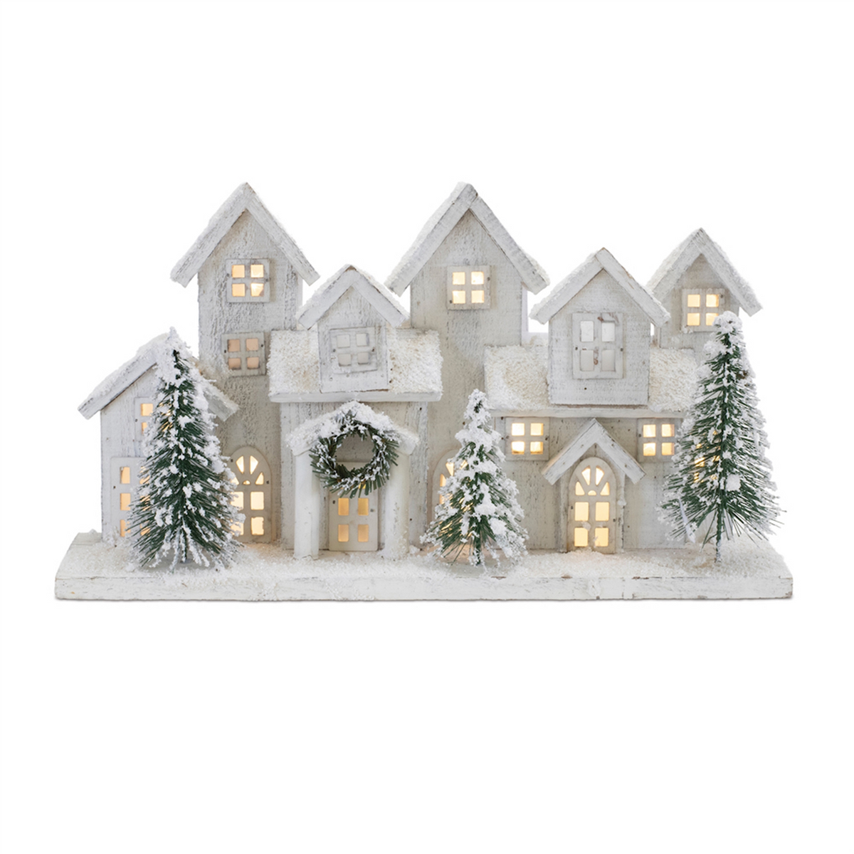 LED Flocked Winter Village Display 17"L -Ship Only