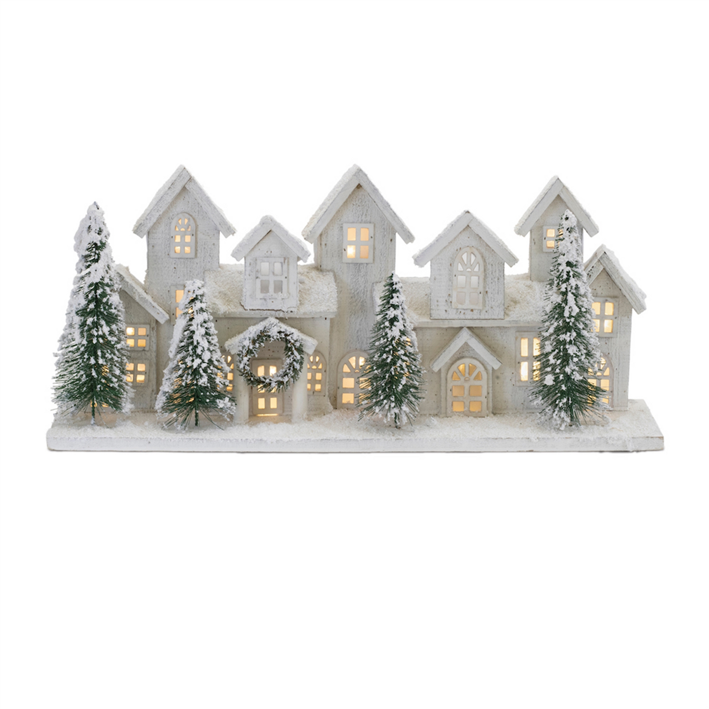 LED Flocked Winter Village Display 23"L -Ship Only