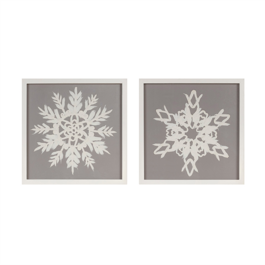 Framed Paper Mache Snowflake Plaque (Set of 2) -Ship Only
