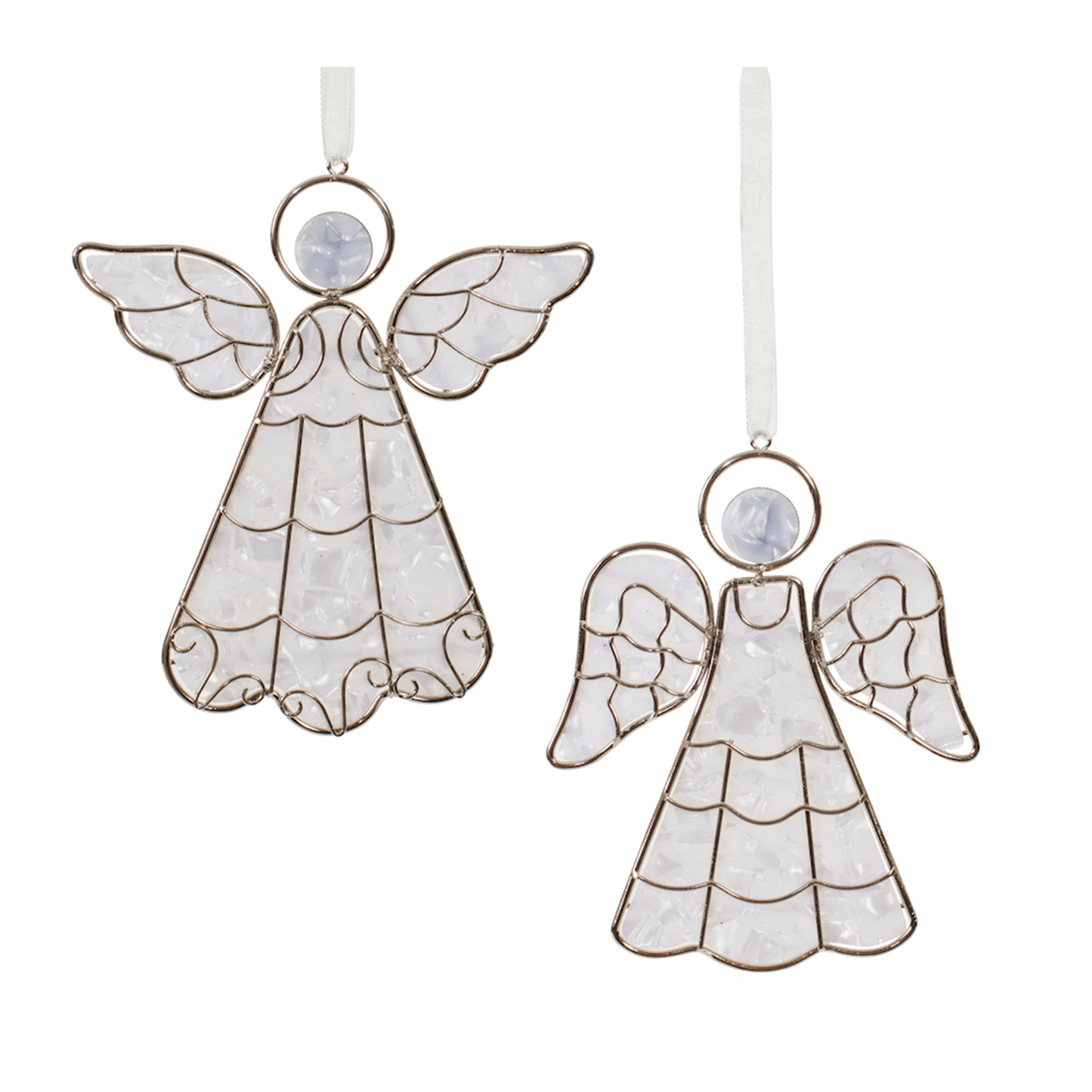 Angel Ornament (Set of 6) 5”H Plastic/Metal -Ship Only