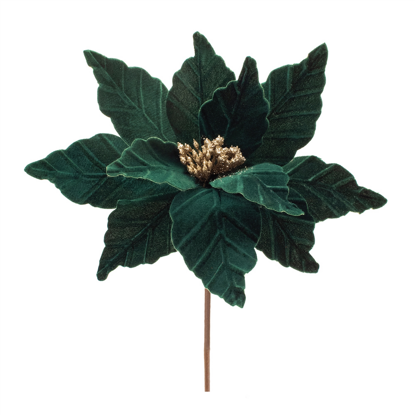 Forest Green Poinsettia Stem (Set of 6) -Ship Only