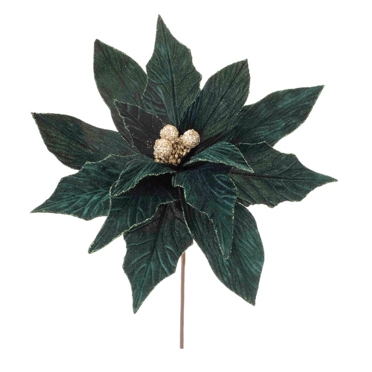 Forest Green Poinsettia Stem (Set of 2) -Ship Only