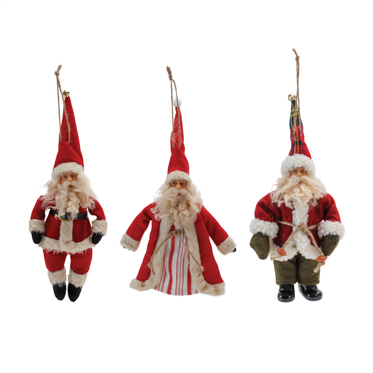 Santa Ornament (Set of 6) 10"H, 10.25"H, 11"H Polyester -Ship Only