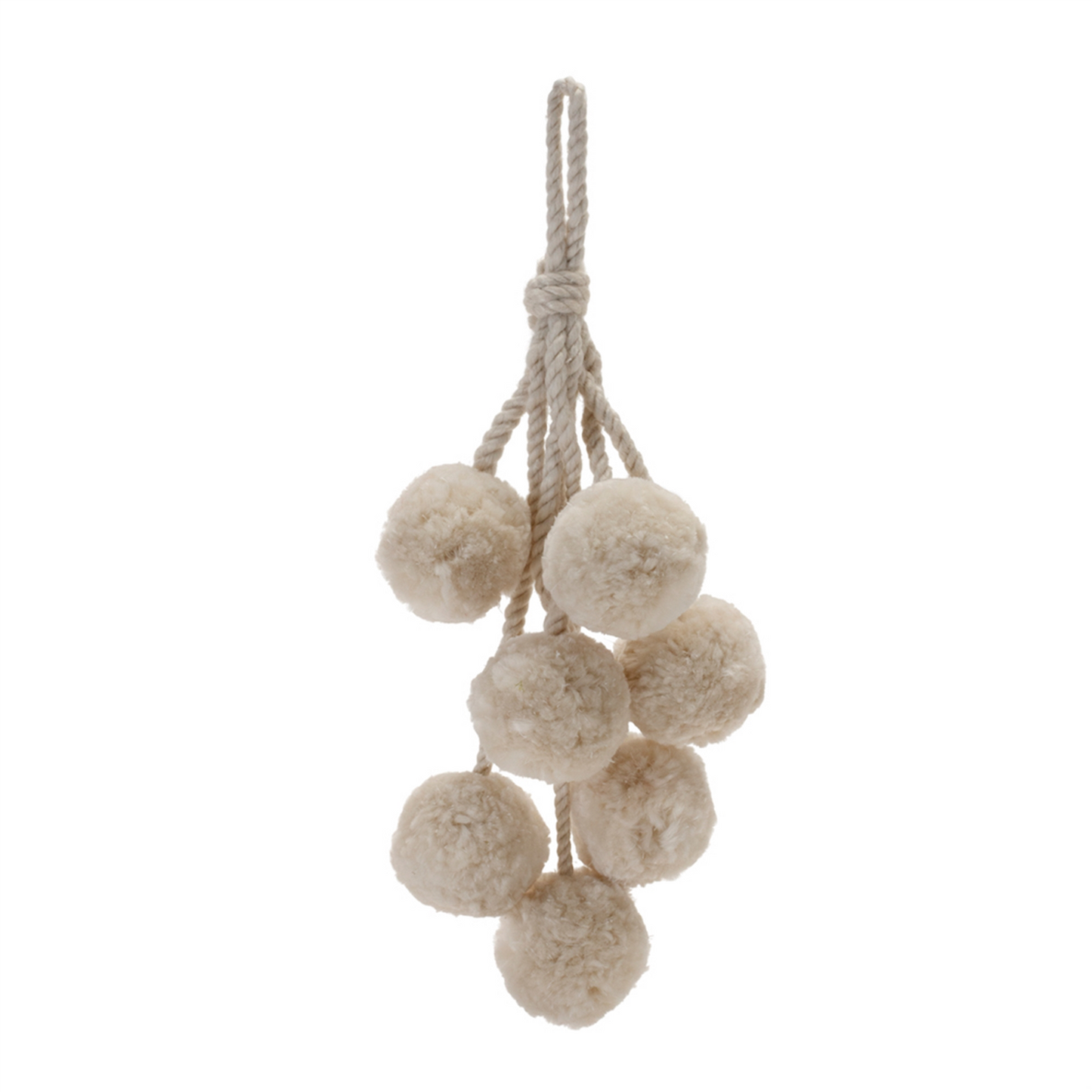 Beige Pom Pom Cluster Drop Ornament (Set of 4) -Ship Only