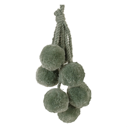 Sage Green Pom Pom Cluster Drop Ornament (Set of 4) -Ship Only