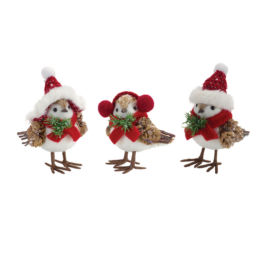 Winter Bird Shelf Sitter with Natural Accents (Set of 12) -Ship Only
