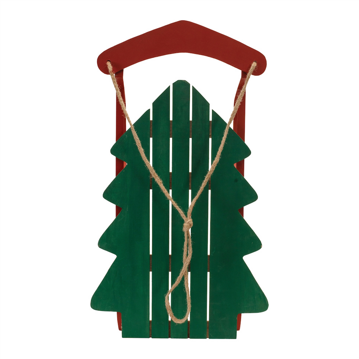 Wood Pine Tree Sled Decor 29.5"H -Ship Only