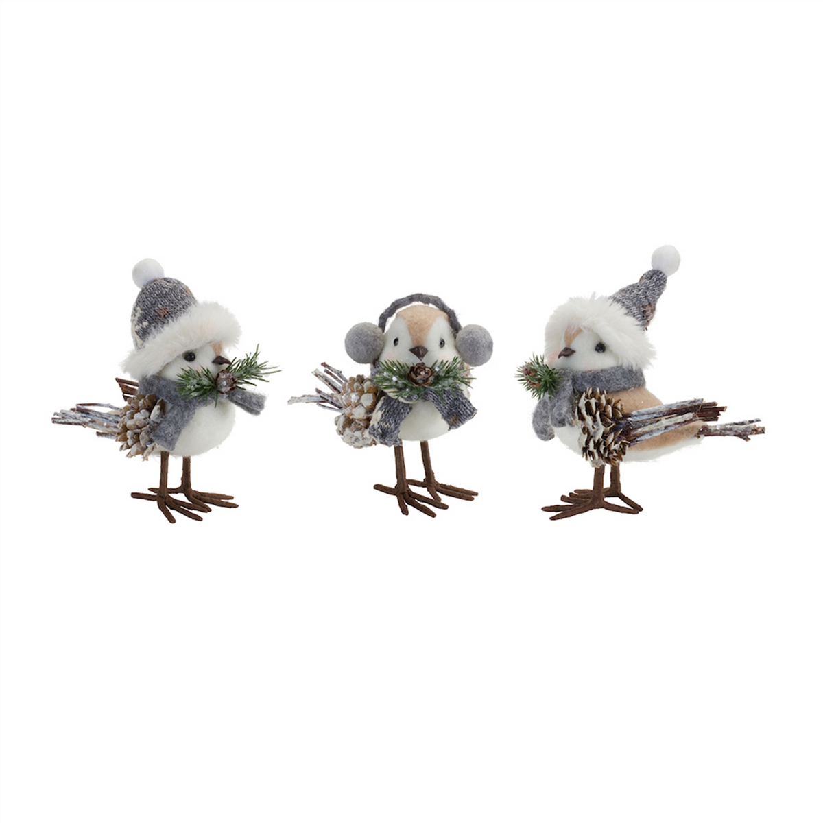 Winter Bird Shelf Sitter with Natural Accents (Set of 12) -Ship Only