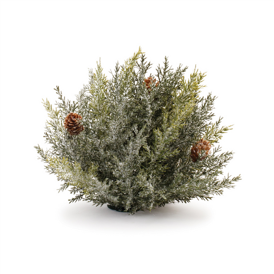 Icy Pine Half Orb with Pinecones (Set of 2) -Ship Only