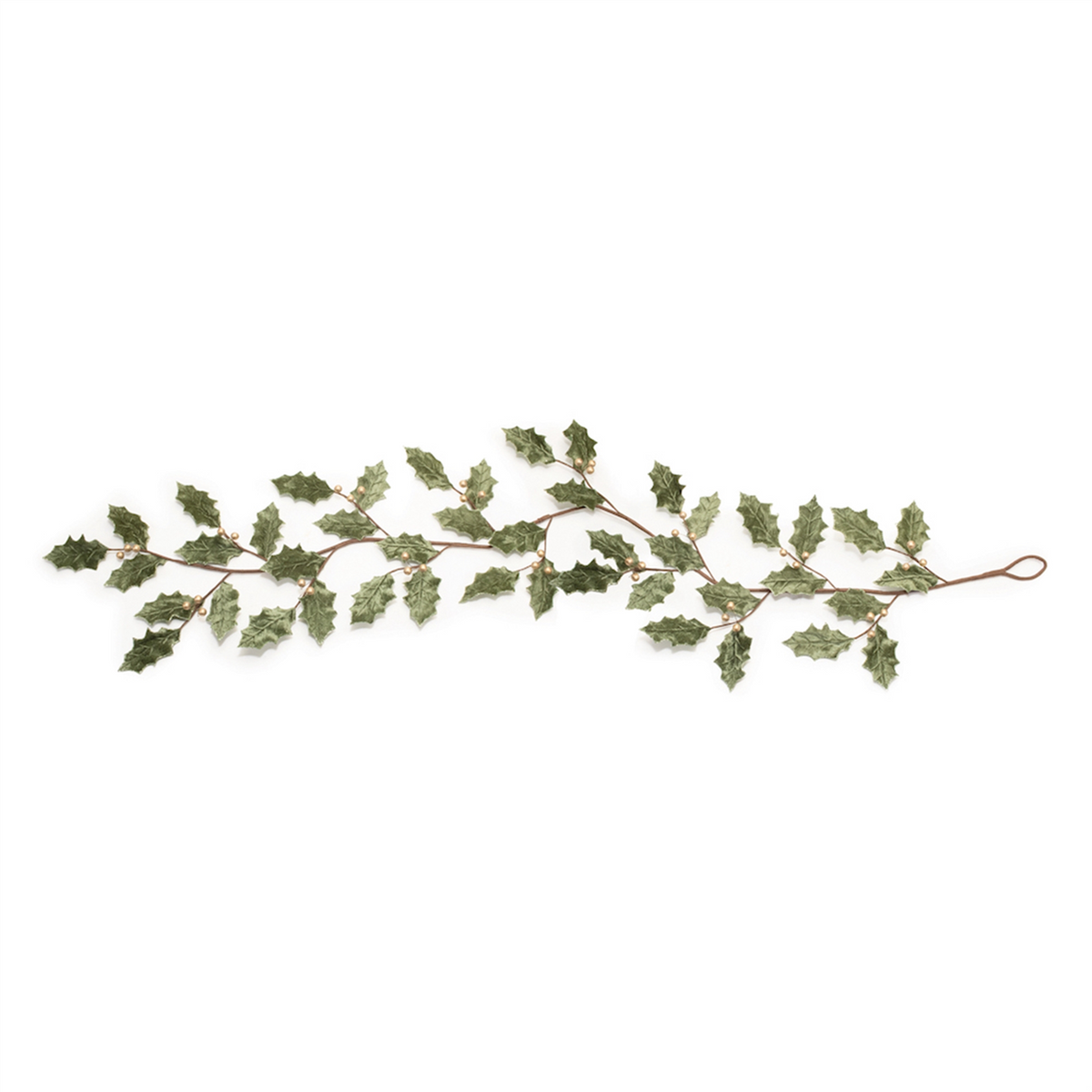 Glittered Holly Leaf Garland (Set of 2) -Ship Only
