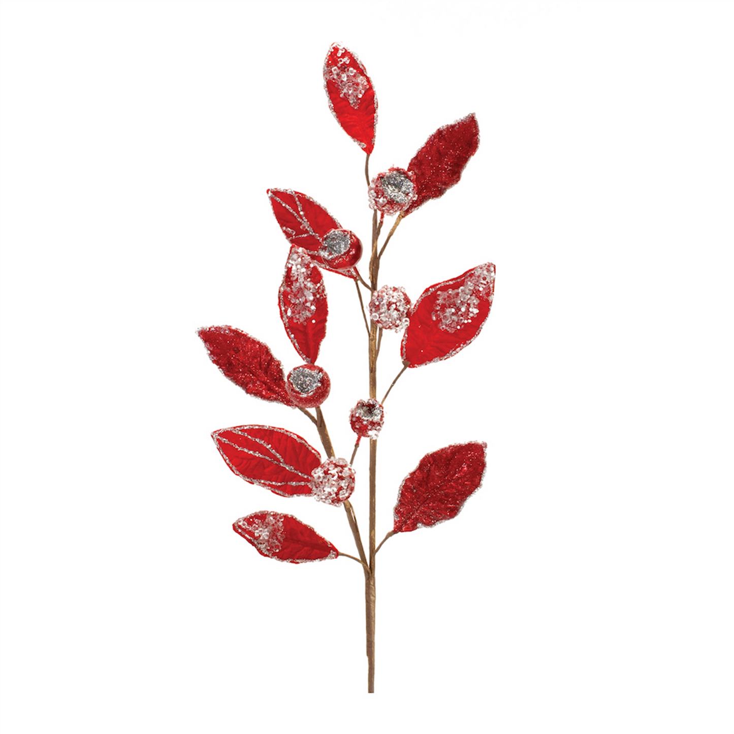 Beaded Red Leaf Stem (Set of 2) -Ship Only