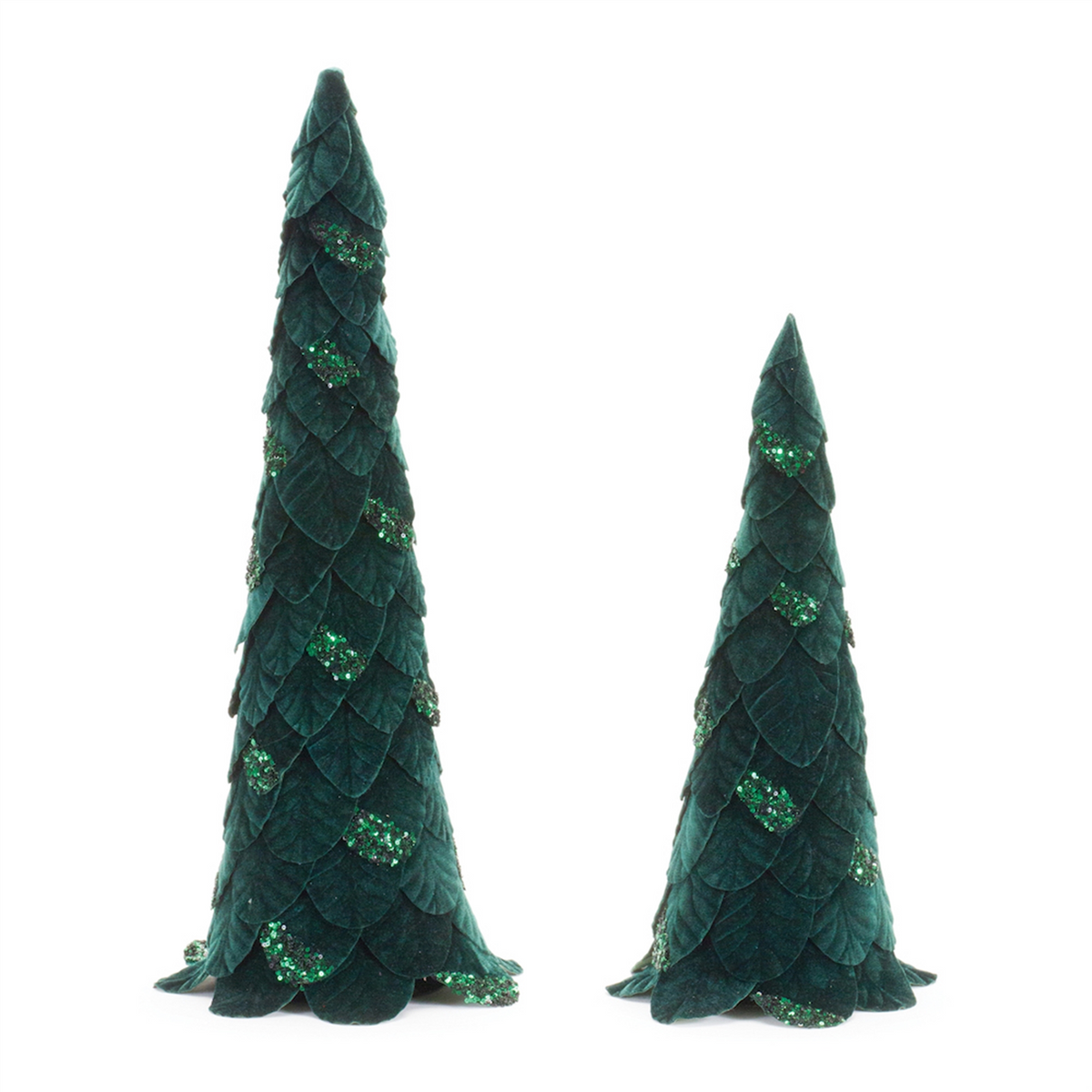 Green Beaded Leaf Pine Tree (Set of 2) -Ship Only