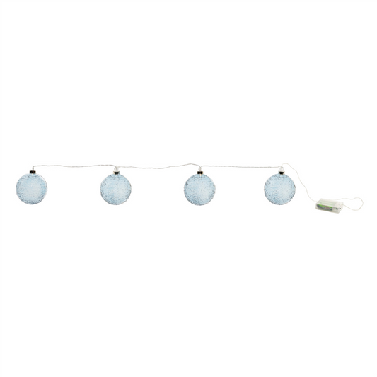 LED Blue Crackle Glass Ball Ornament String -Ship Only