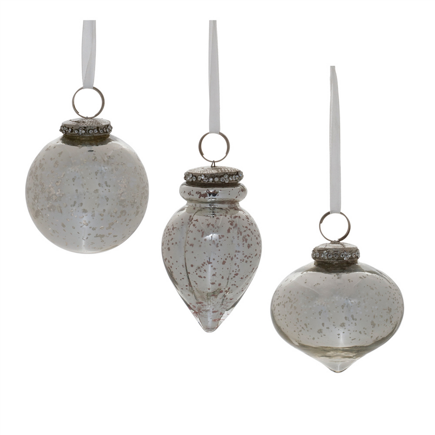 Grey Mercury Glass Ornament (Set of 6) -Ship Only
