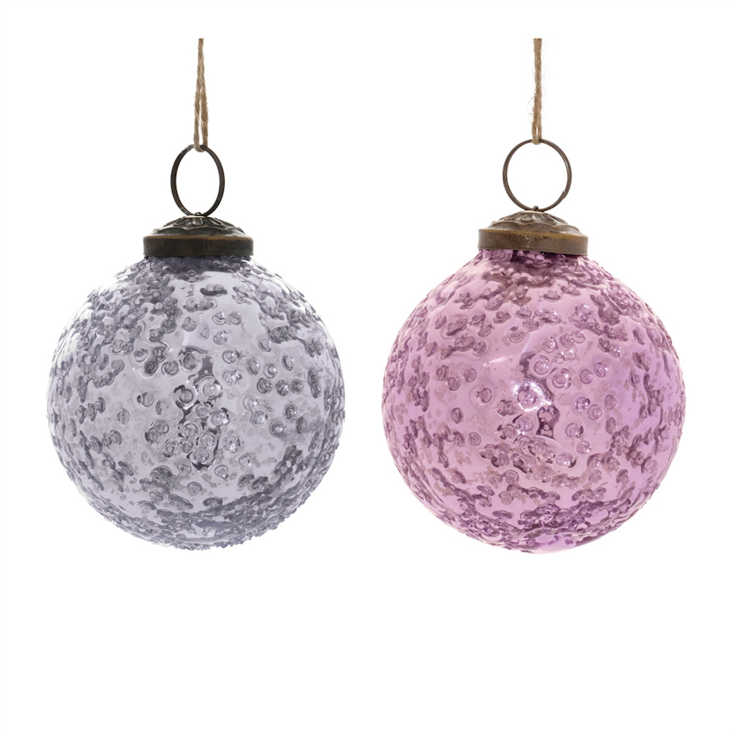 Distressed Glass Ball Ornament (Set of 6) -Ship Only