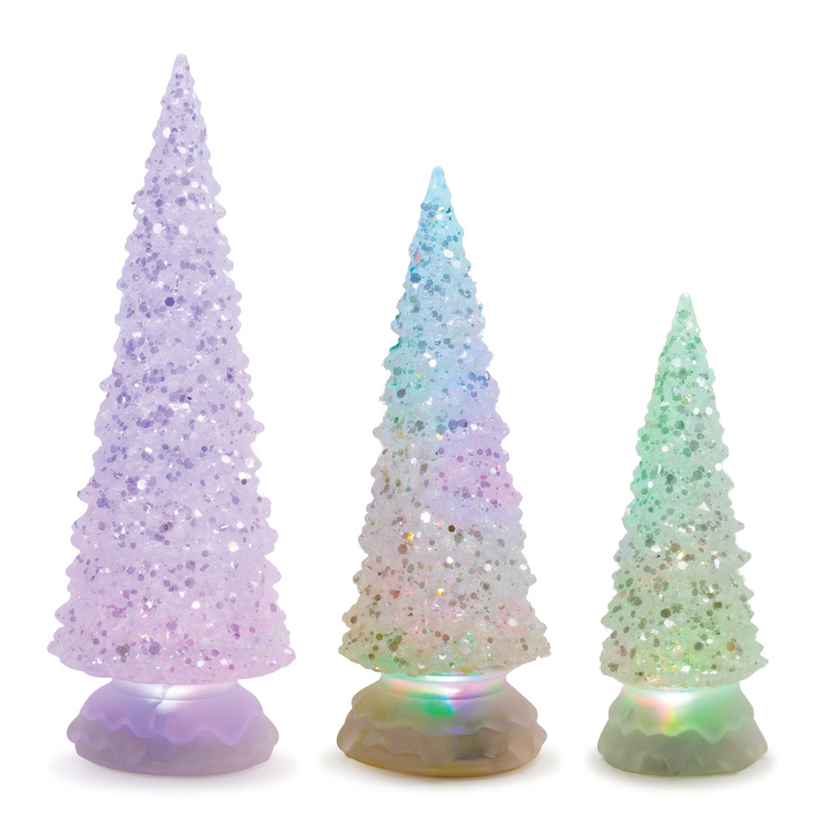 Led Tree (Set of 3) 8.5"H, 10.5"H, 12.5"H Plastic 3 AAA or 3 AA Batteries Not Included or USB Cord I -Ship Only