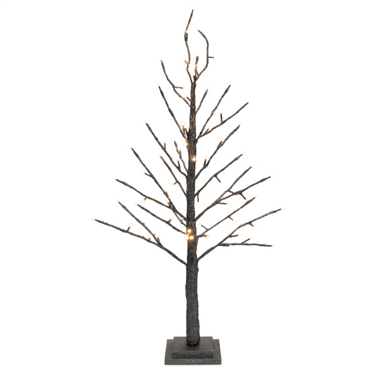 LED Black Glittered Twig Tree 36"H -Ship Only