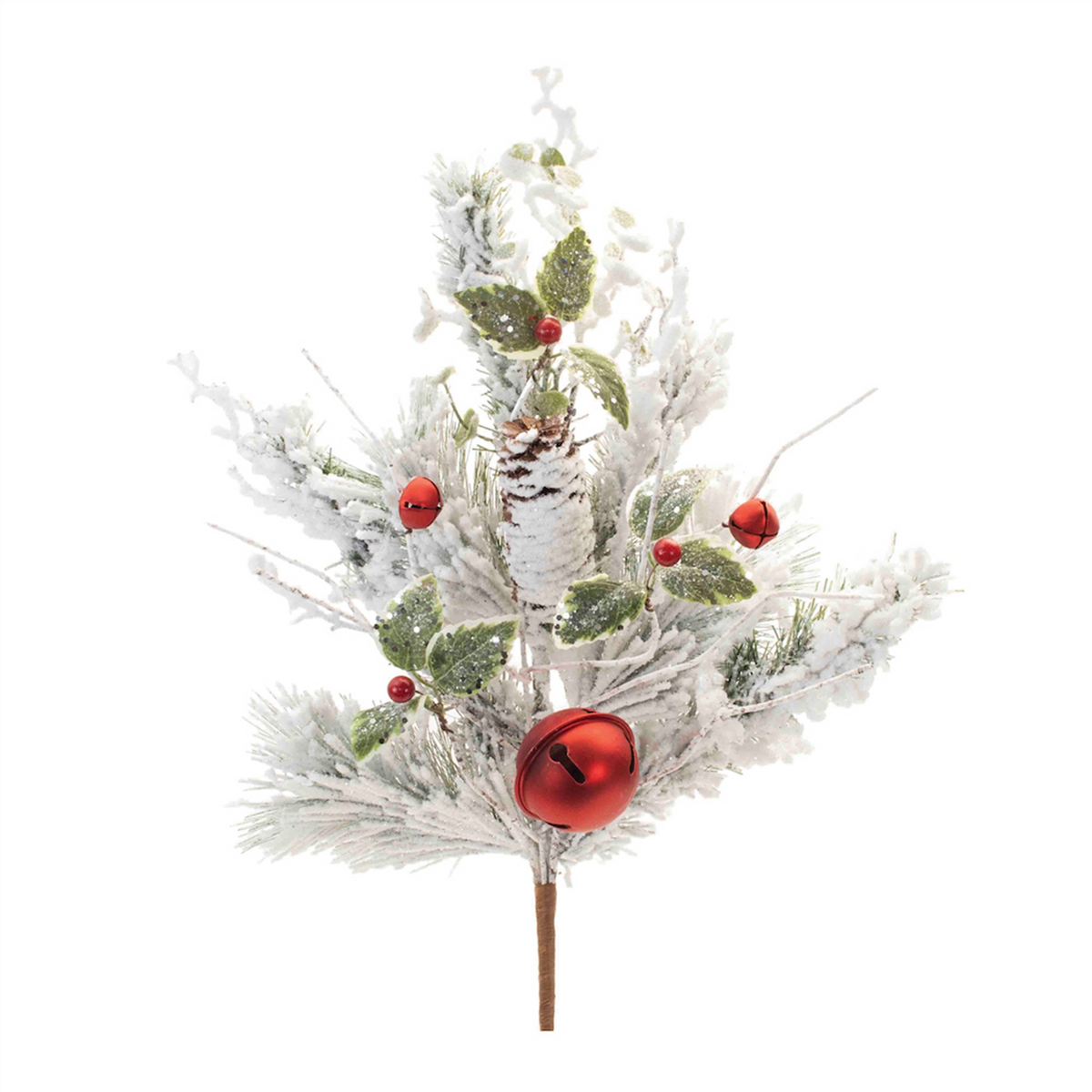 Flocked Oranment Pine Spray (Set of 2) -Ship Only