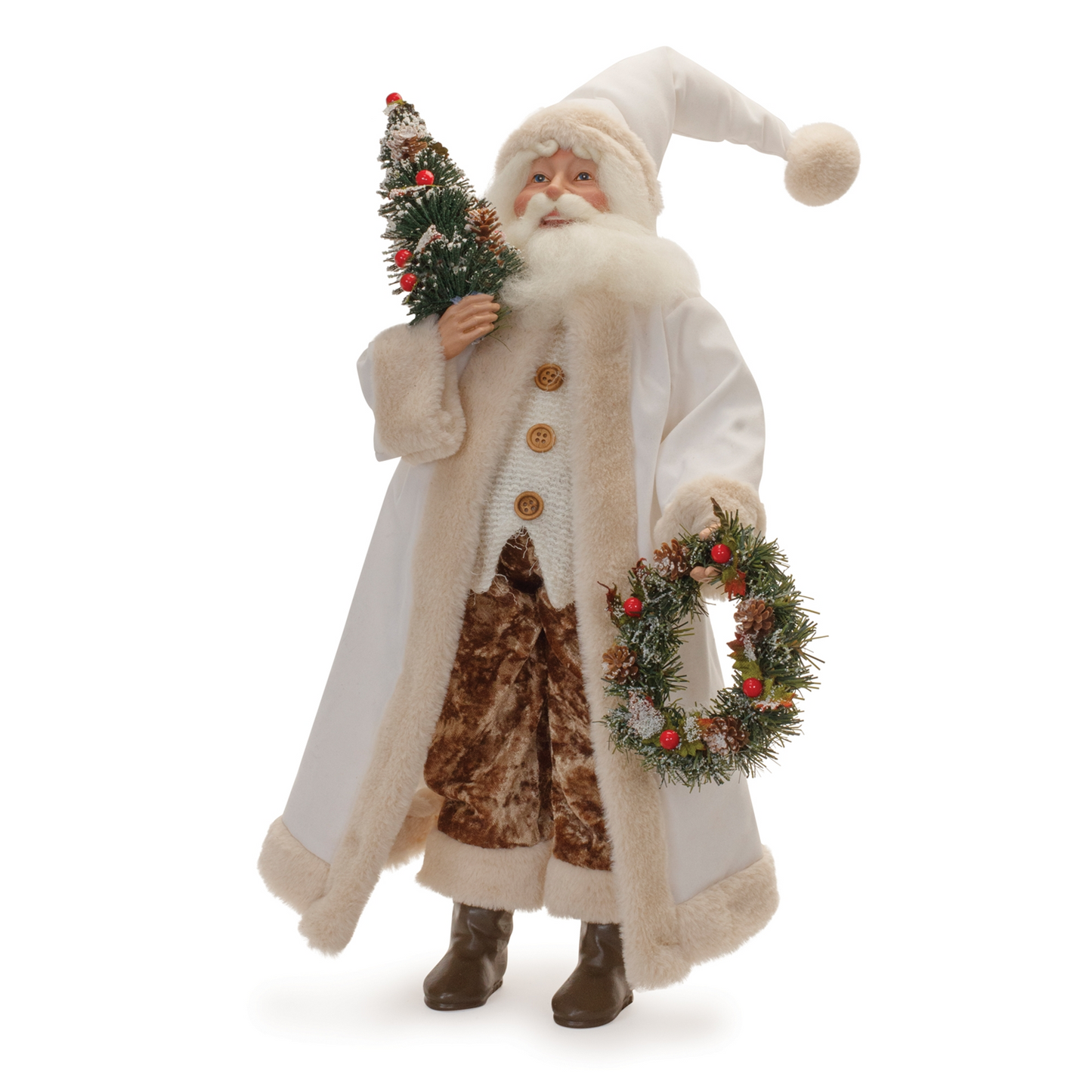 Beige Santa with Wreath and Tree 21.5" -Ship Only