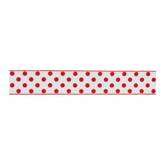 Red and White Polka Dot Wired Ribbon (Set of 2) -Ship Only