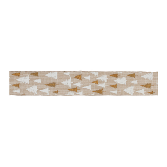 Red and White Pine treet Wired Ribbon (Set of 2) -Ship Only