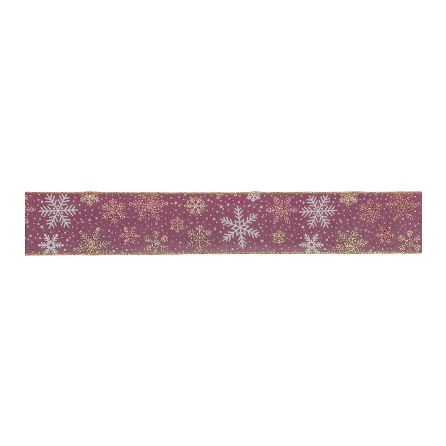 Mauve and Glitter Snowflake Wired Ribbon 2.5" x 10yds. -Ship Only
